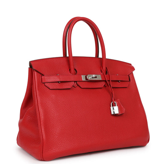 Hermes Top Quality Luxury Birkin Rouge Casaque Clemence Travel Bag