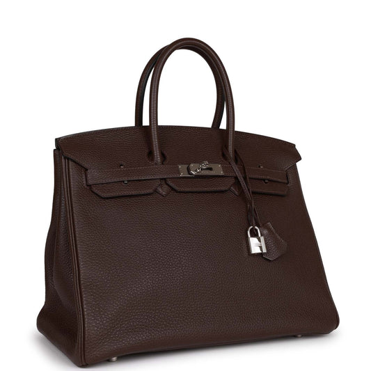 Hermes Top Quality Luxury Birkin Chocolate Togo Palladium Travel Bag