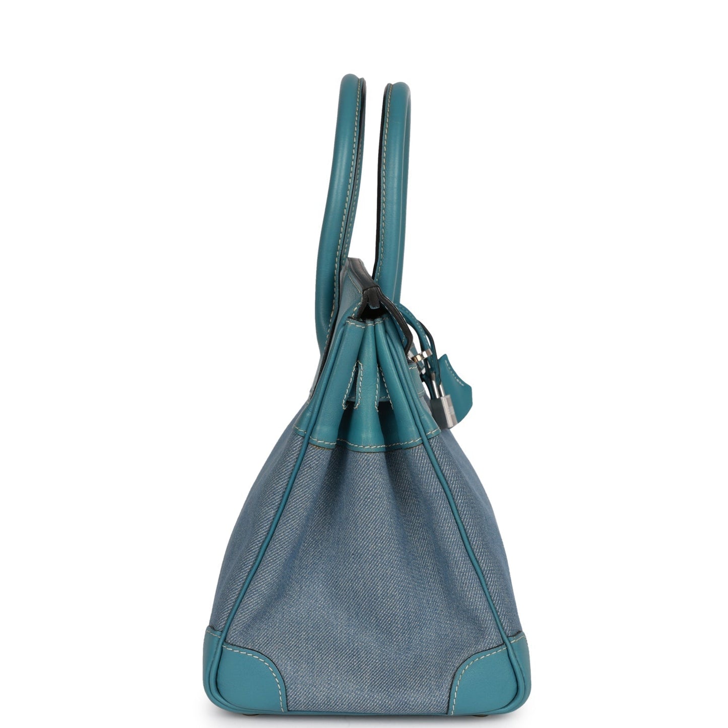 Hermes Birkin And Jean Gulliver Palladium Hardware Handbag Denim Blue Travel Bag