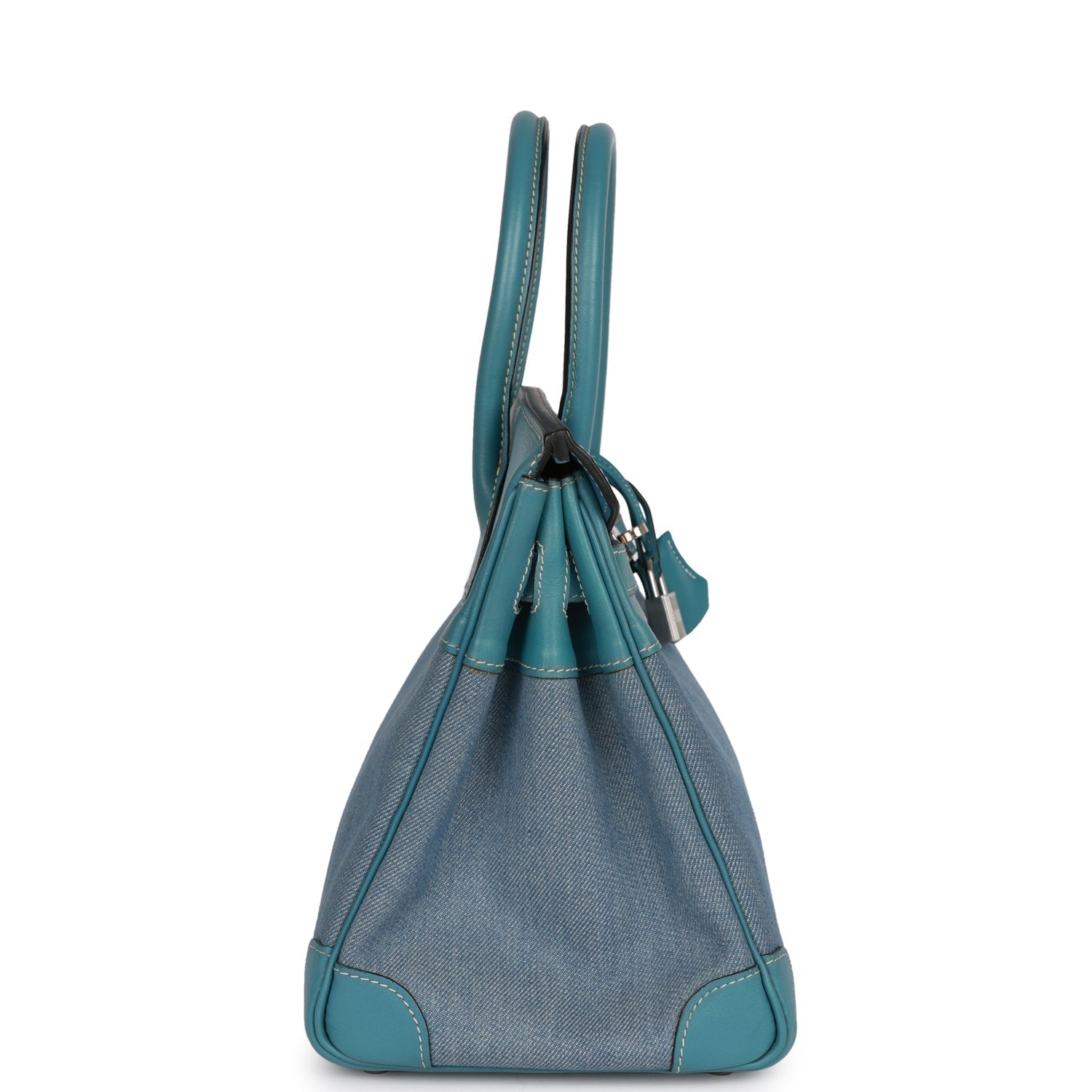 Hermes Birkin And Jean Gulliver Palladium Hardware Handbag Denim Blue Travel Bag