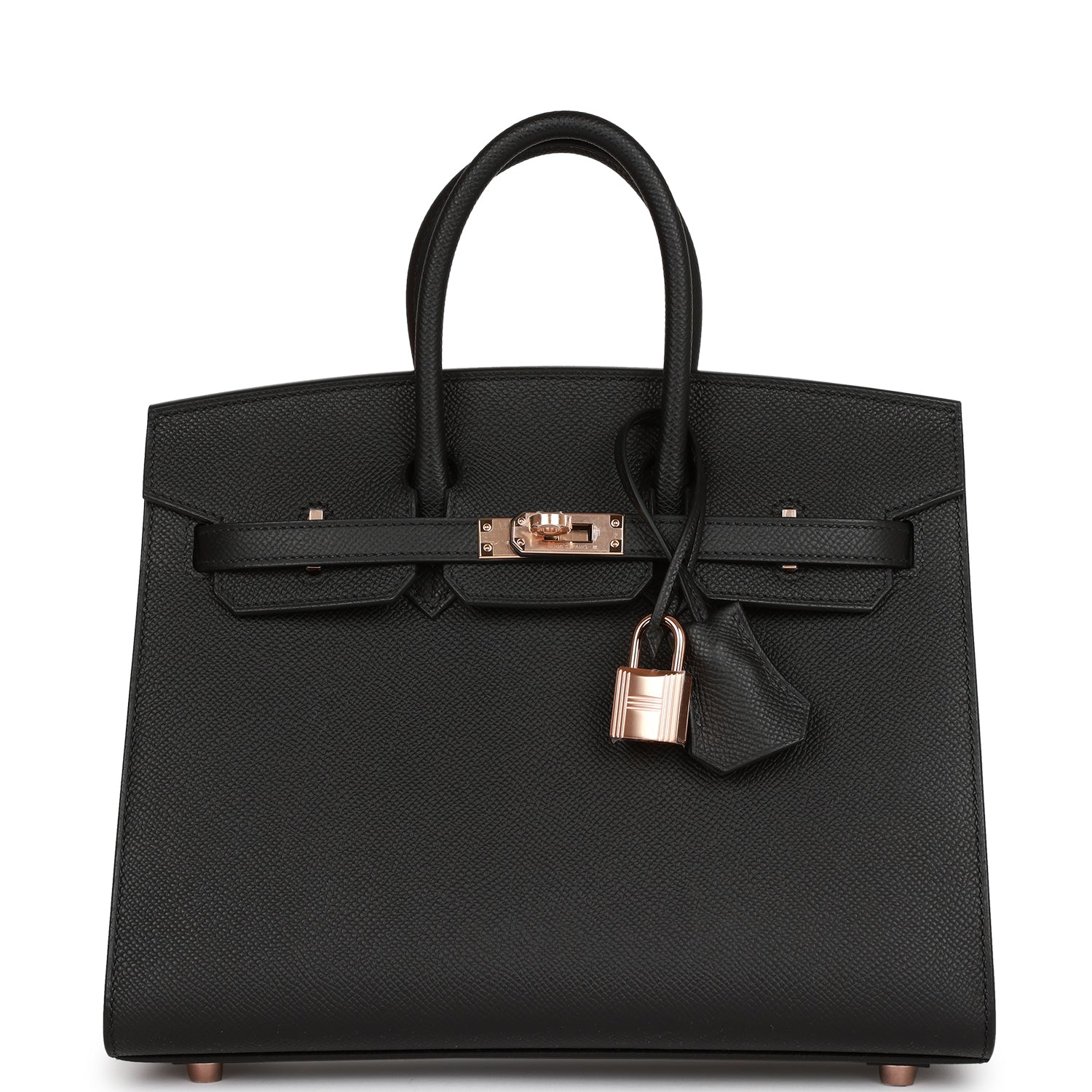 Hermes Birkin Sellier Epsom Rose Hardware Handbag Black Gold Travel Bag