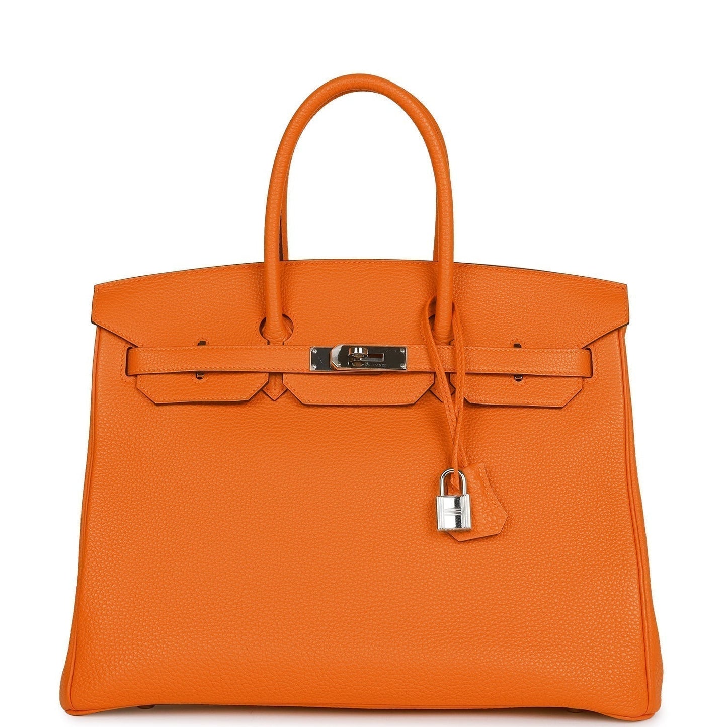 Hermes Birkin Togo Palladium Hardware Handbag Orange Travel Bag Togo Palladium Hardware