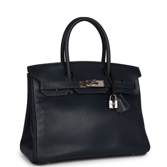 Hermes Birkin Bleu Indigo Vache Liegee Palladium Hardware Handbag Travel Bag