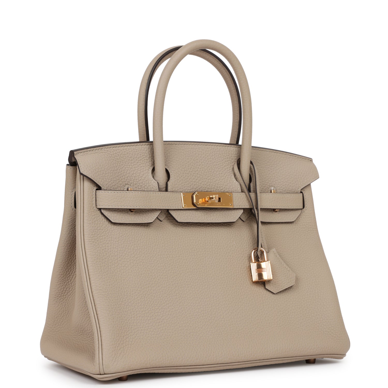Hermes Birkin Gris Tourterelle Togo Rose Hardware Handbag Gold Travel Bag