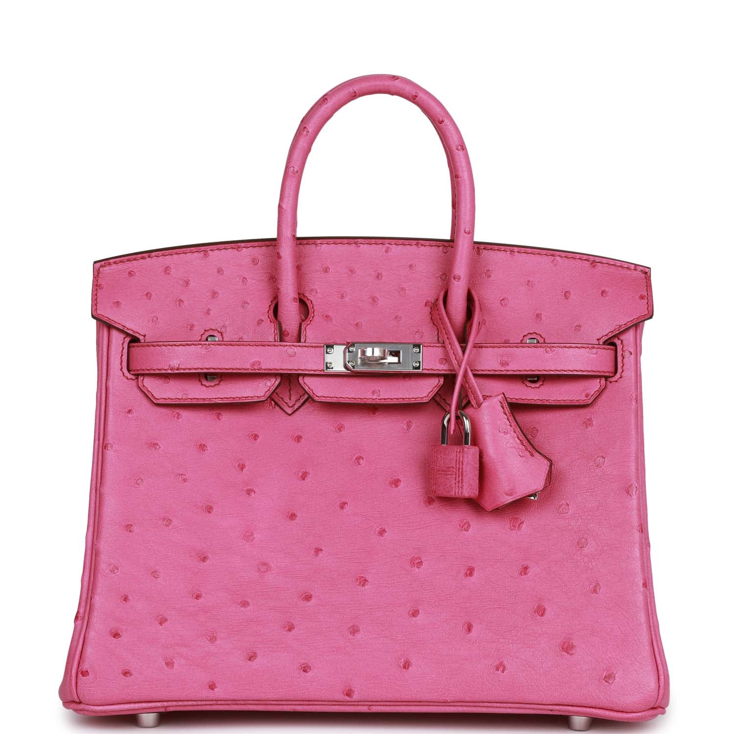 Hermes Birkin Fuchsia Ostrich Palladium Hardware Handbag Travel Bag