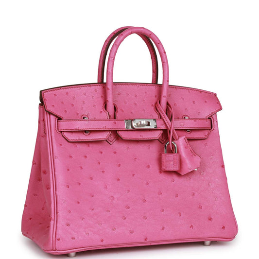 Hermes Birkin Fuchsia Ostrich Palladium Hardware Handbag Travel Bag