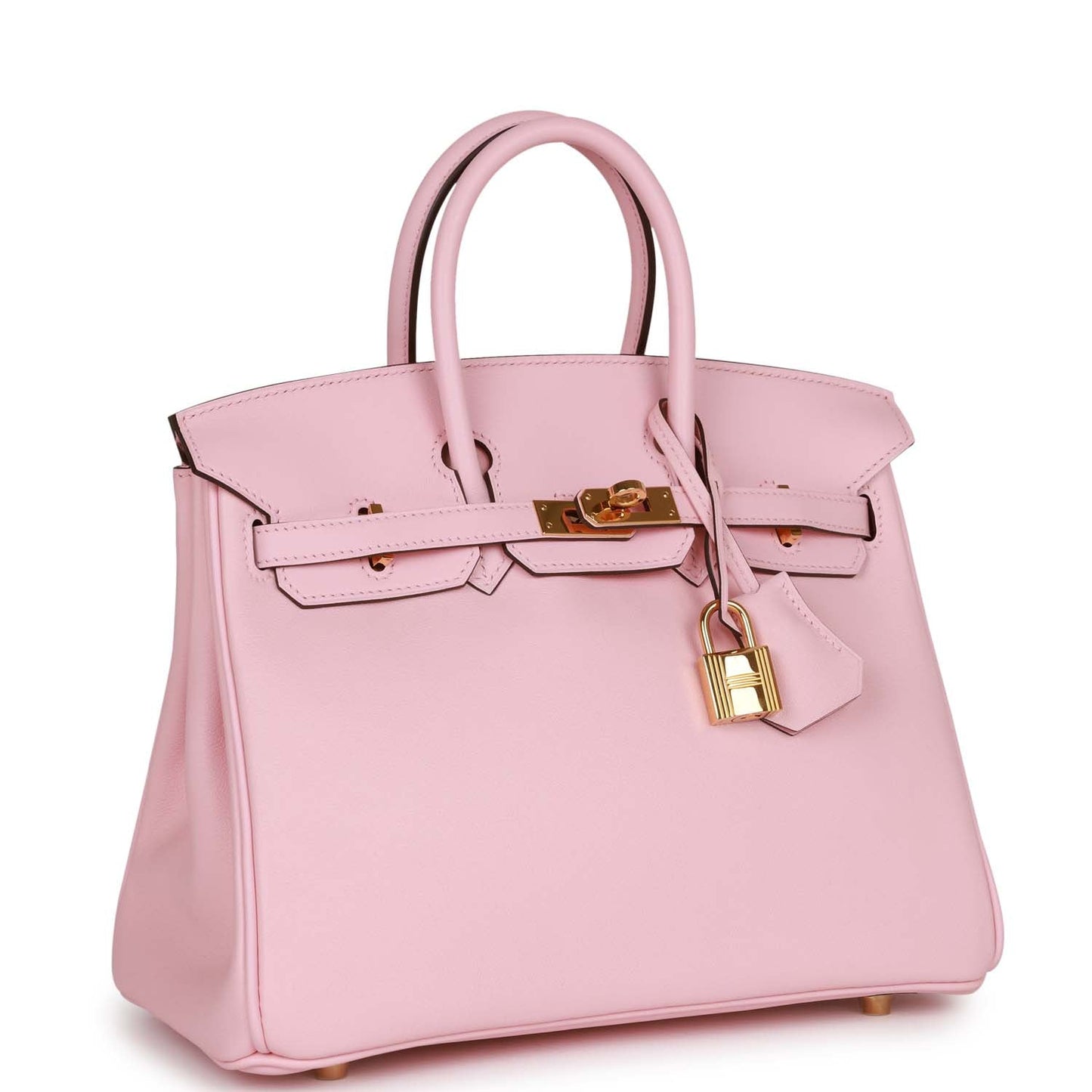 Hermes Top Quality Luxury Birkin Rose Sakura Swift Gold Travel Bag