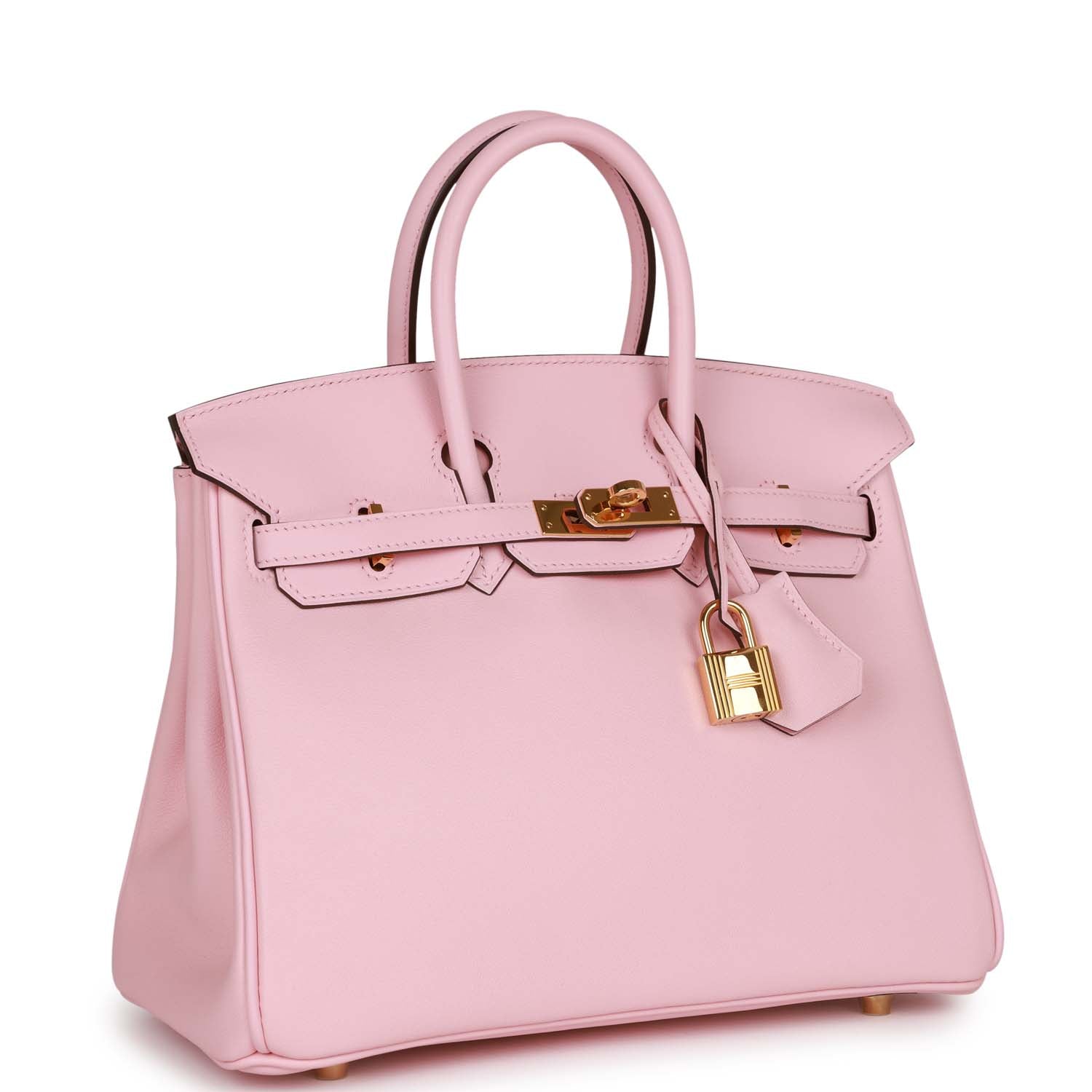Hermes Top Quality Luxury Birkin Rose Sakura Swift Gold Travel Bag