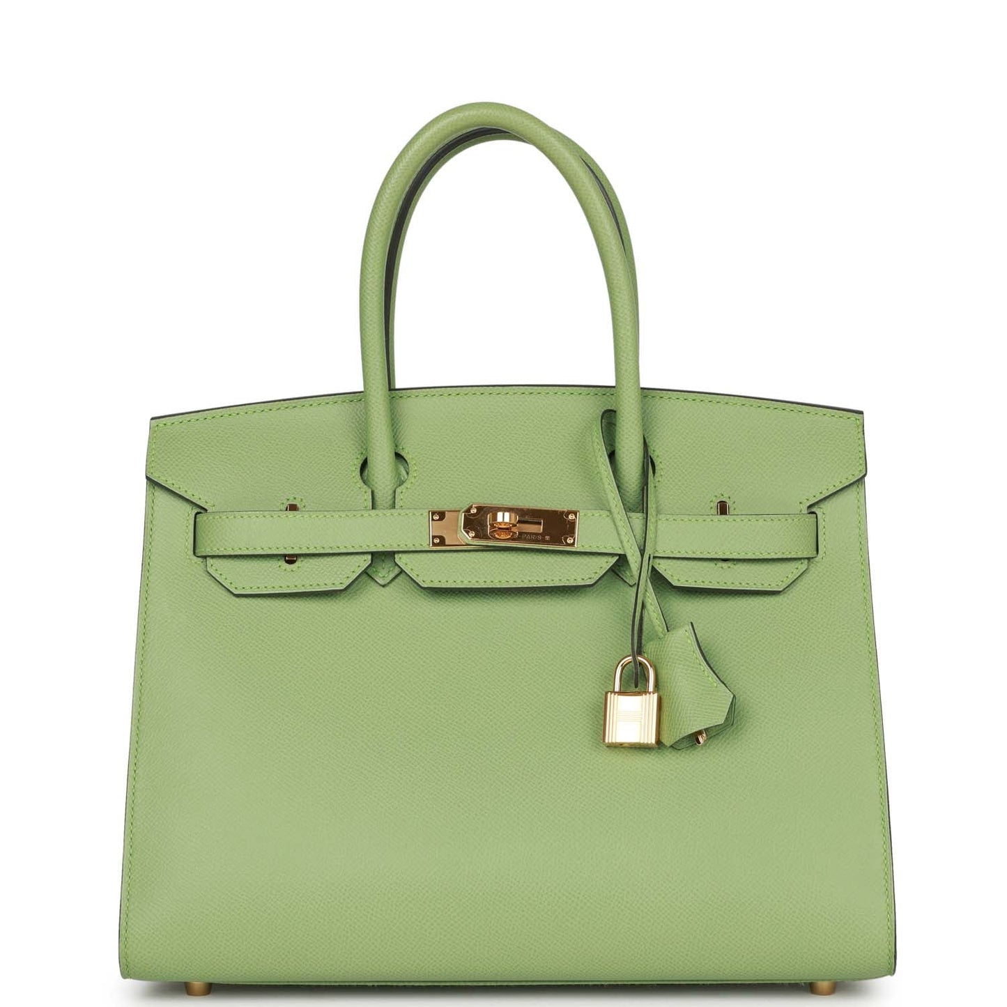 Hermes Birkin Sellier Vert Criquet Epsom Hardware Handbag Gold Travel Bag