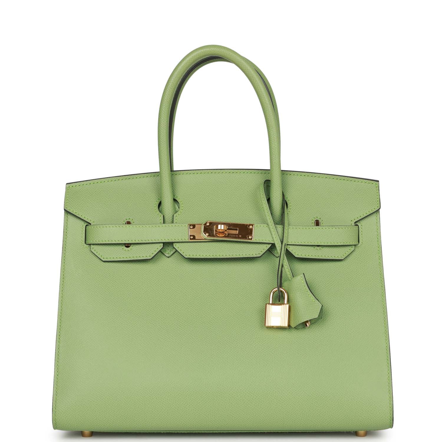 Hermes Birkin Sellier Vert Criquet Epsom Hardware Handbag Gold Travel Bag
