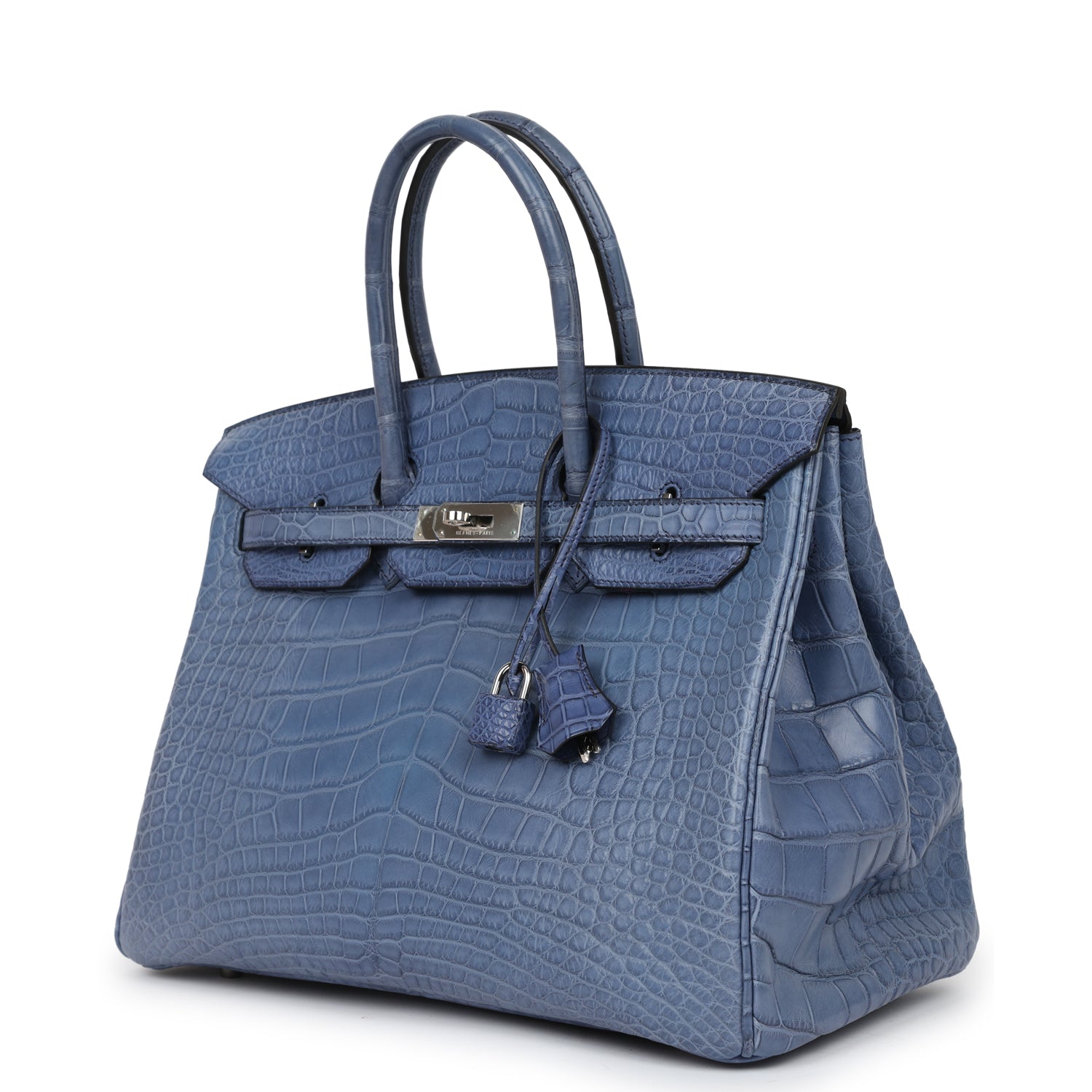 Hermes Birkin Bleu Brighton Matte Alligator Palladium Hardware Handbag Travel Bag