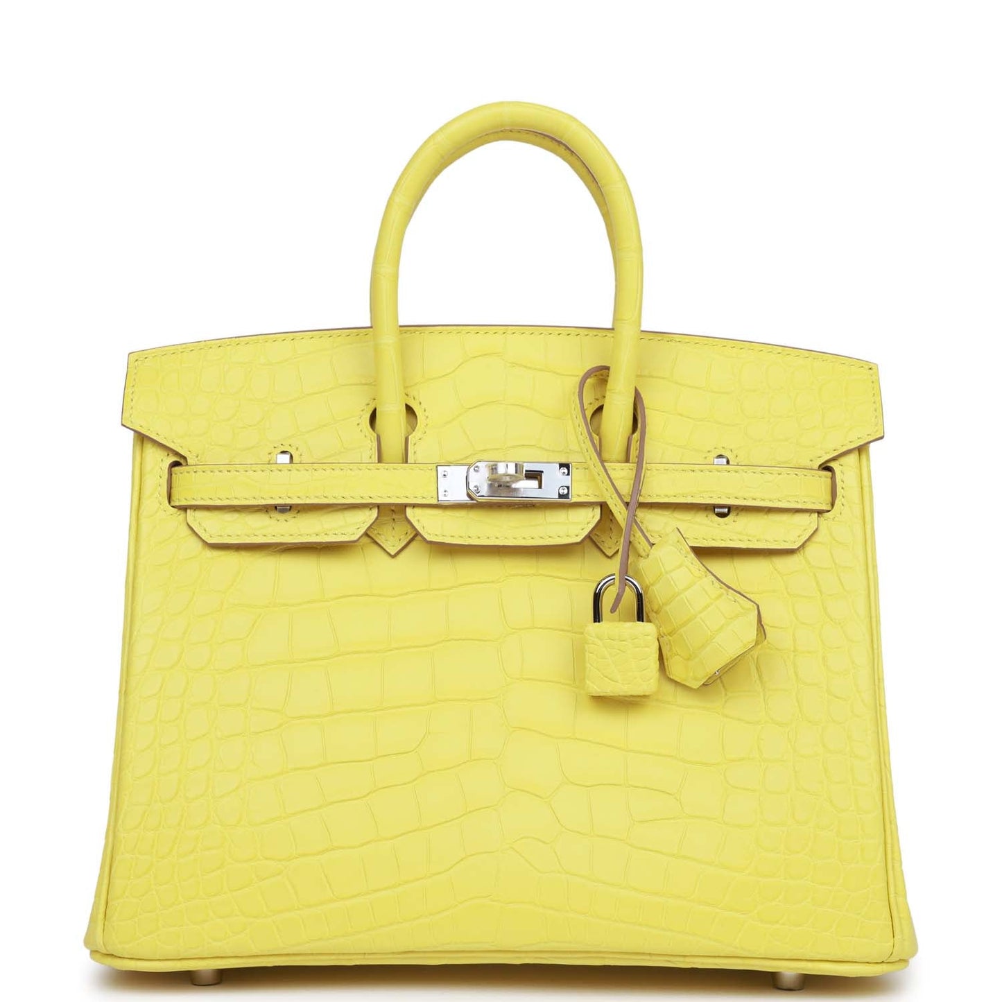 Hermes Birkin Lime Matte Alligator Palladium Hardware Handbag Travel Bag