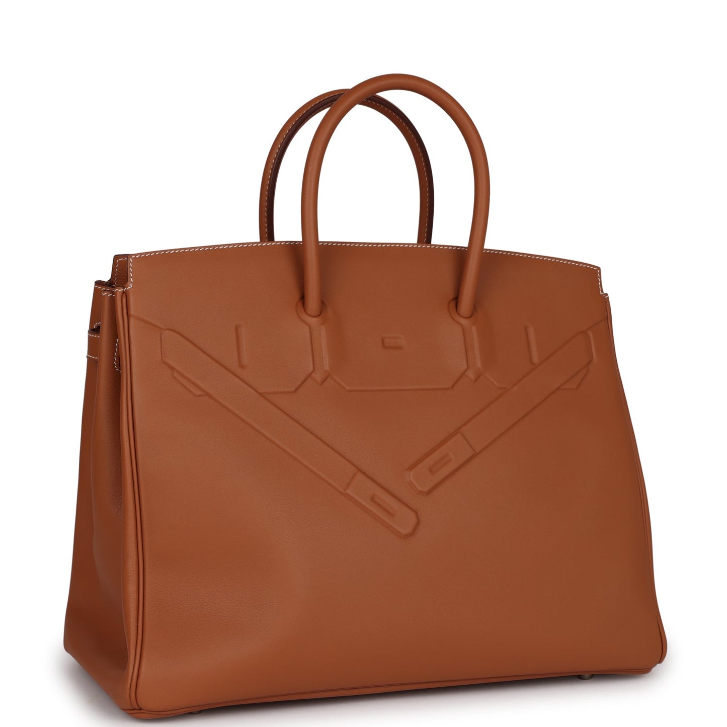 Hermes Luxury Birkin Shadow Swift Palladium Hardware Handbag Gold Travel Bag