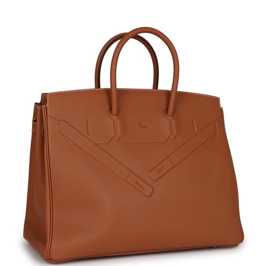 Hermes Birkin Shadow Swift Palladium Hardware Handbag Gold Travel Bag