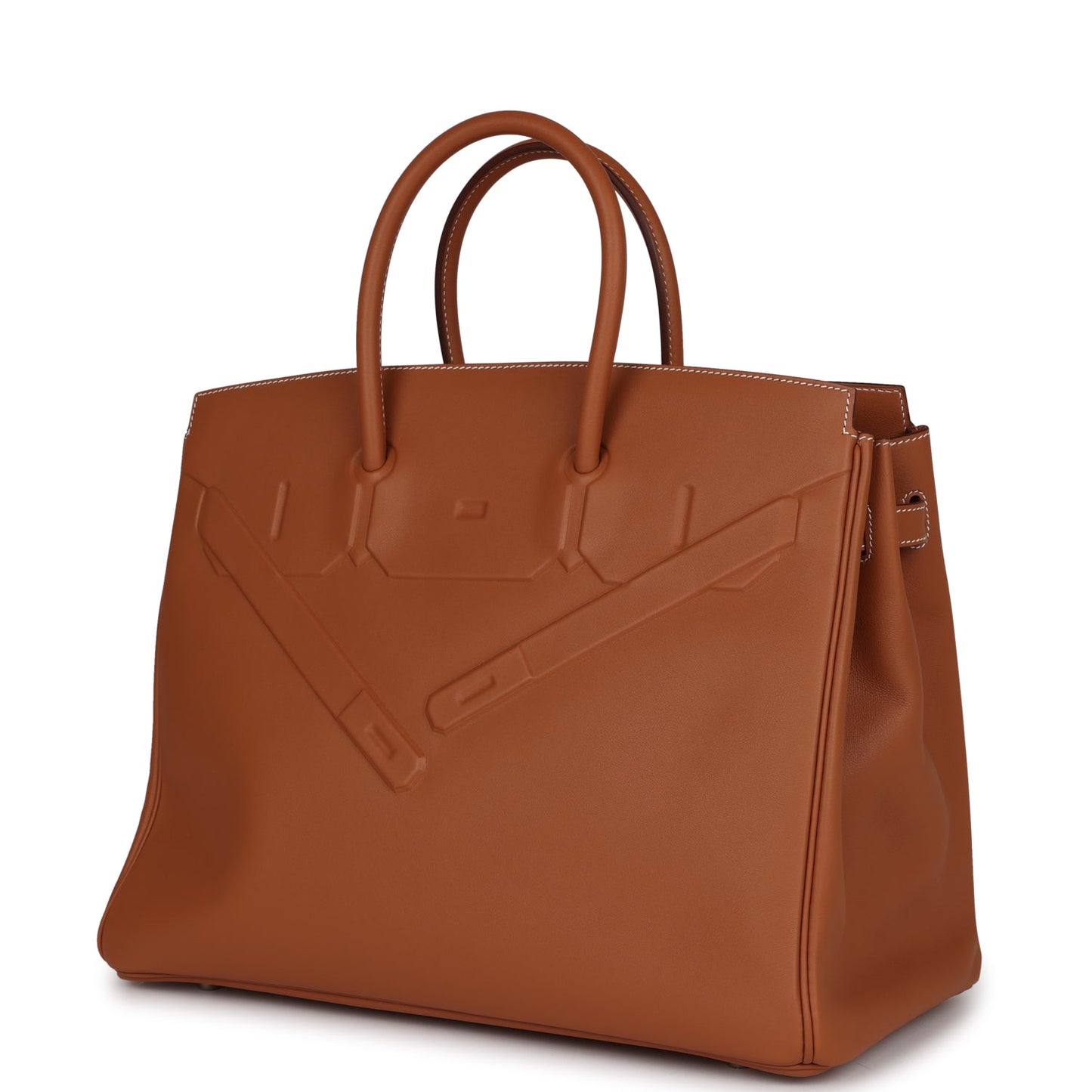 Hermes Luxury Birkin Shadow Swift Palladium Hardware Handbag Gold Travel Bag