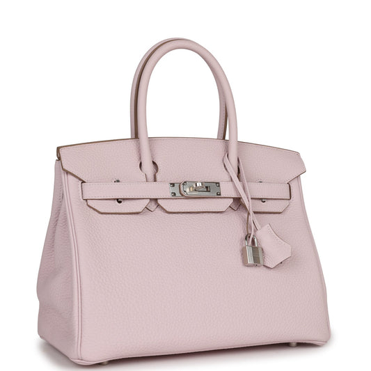 Hermes Birkin Mauve Pale Clemence Palladium Hardware Handbag Travel Bag