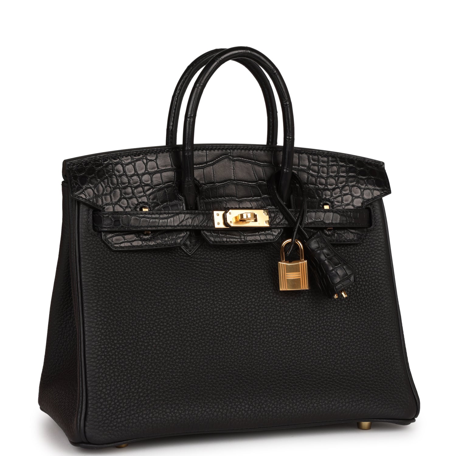 Hermes Birkin Matte Alligator And Togo Touch Hardware Black Gold Travel Bag