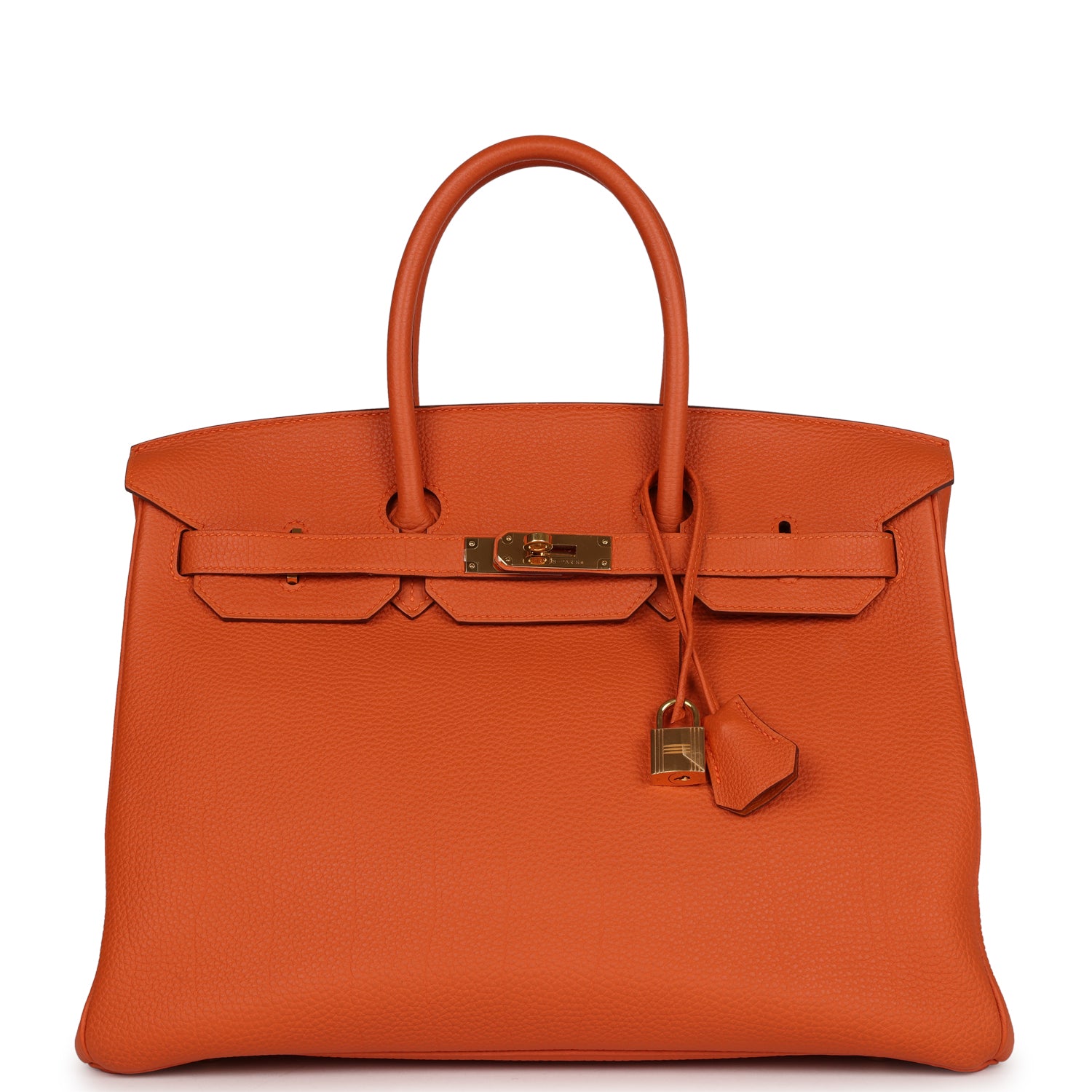 Hermes Birkin Clemence Hardware Handbag Gold Orange Travel Bag 2