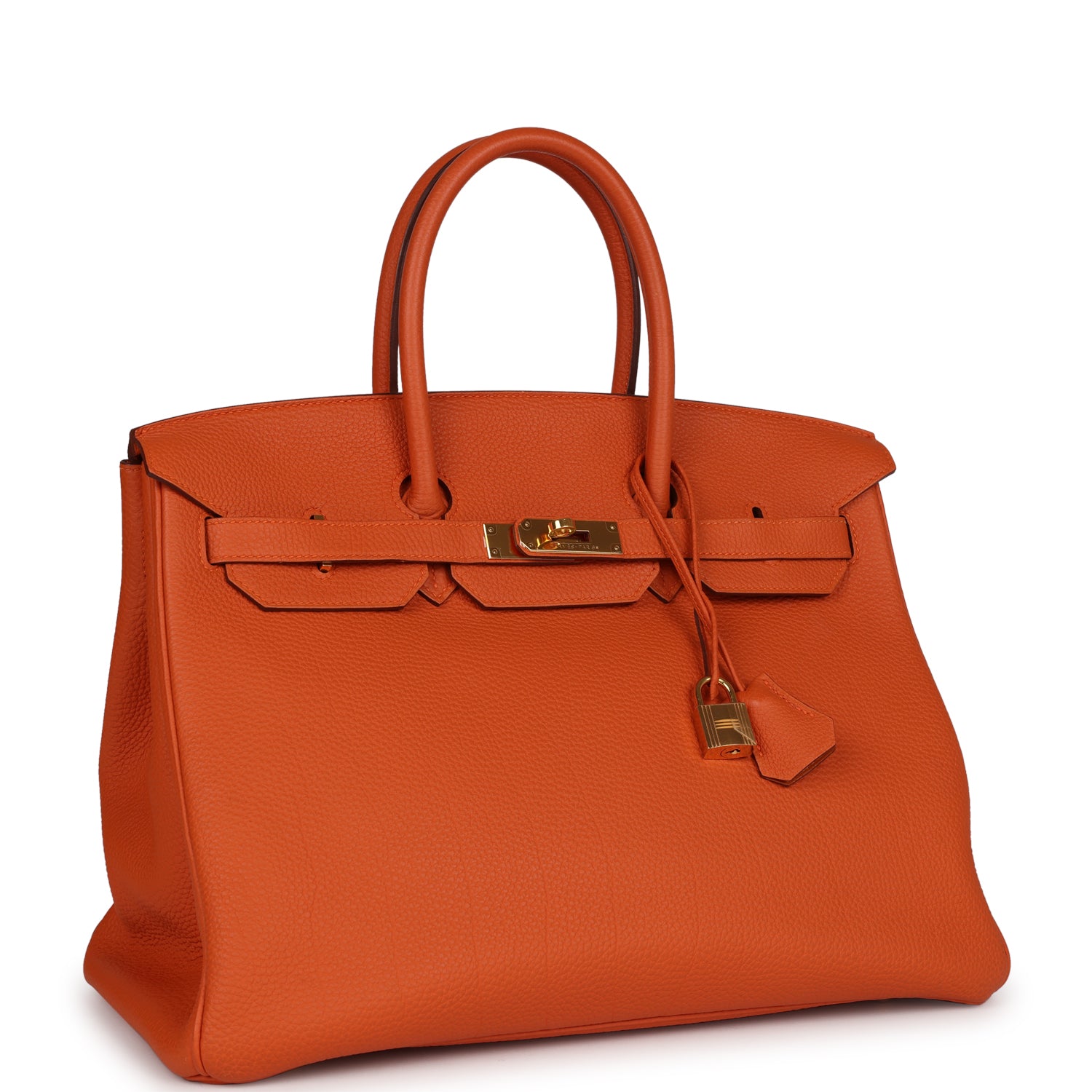 Hermes Top Quality Luxury Birkin Orange H Clemence Gold Travel Bag