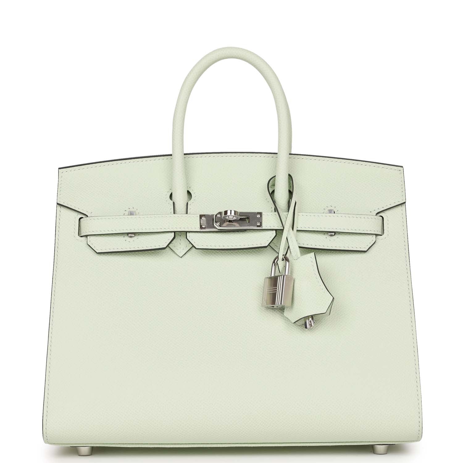 Hermes Birkin Sellier Vert Fizz Epsom Palladium Hardware Handbag Travel Bag Epsom Palladium Hardware