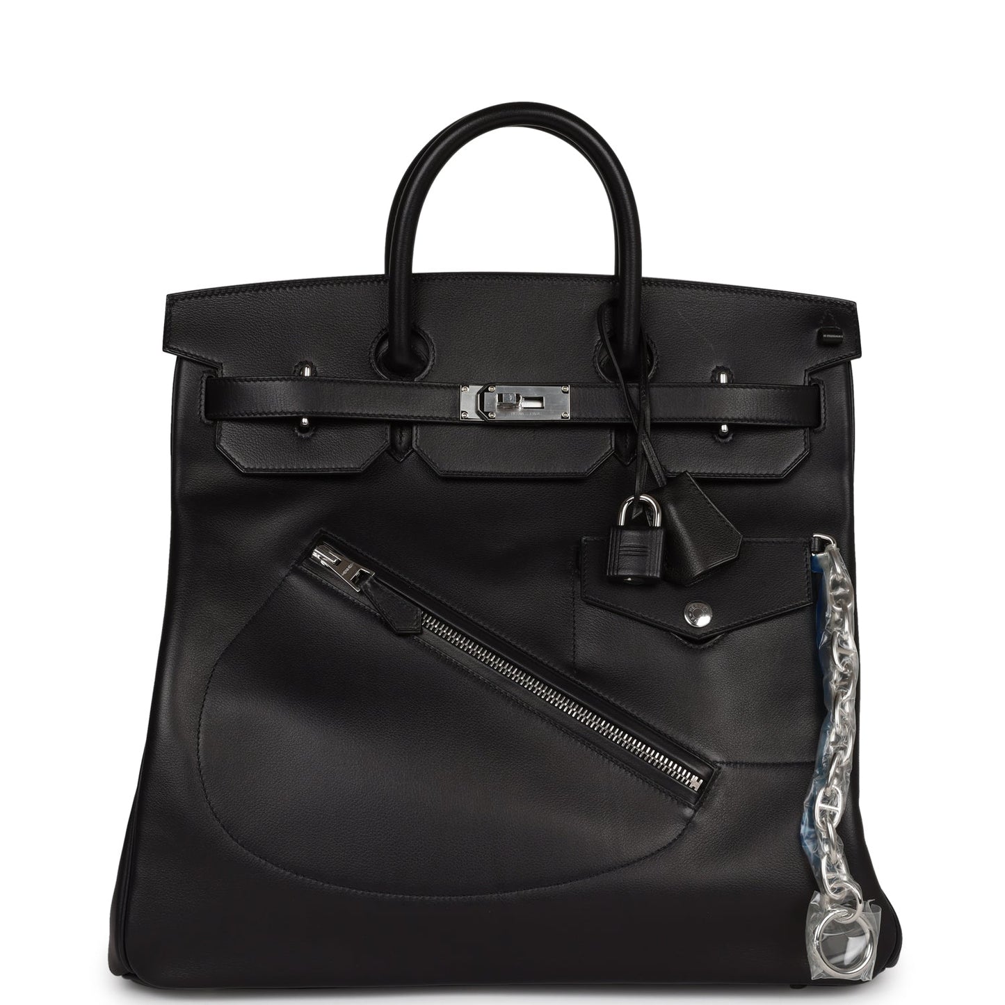 Hermes Birkin Hac Rock Evercolor Palladium Hardware Handbag Black Travel Bag