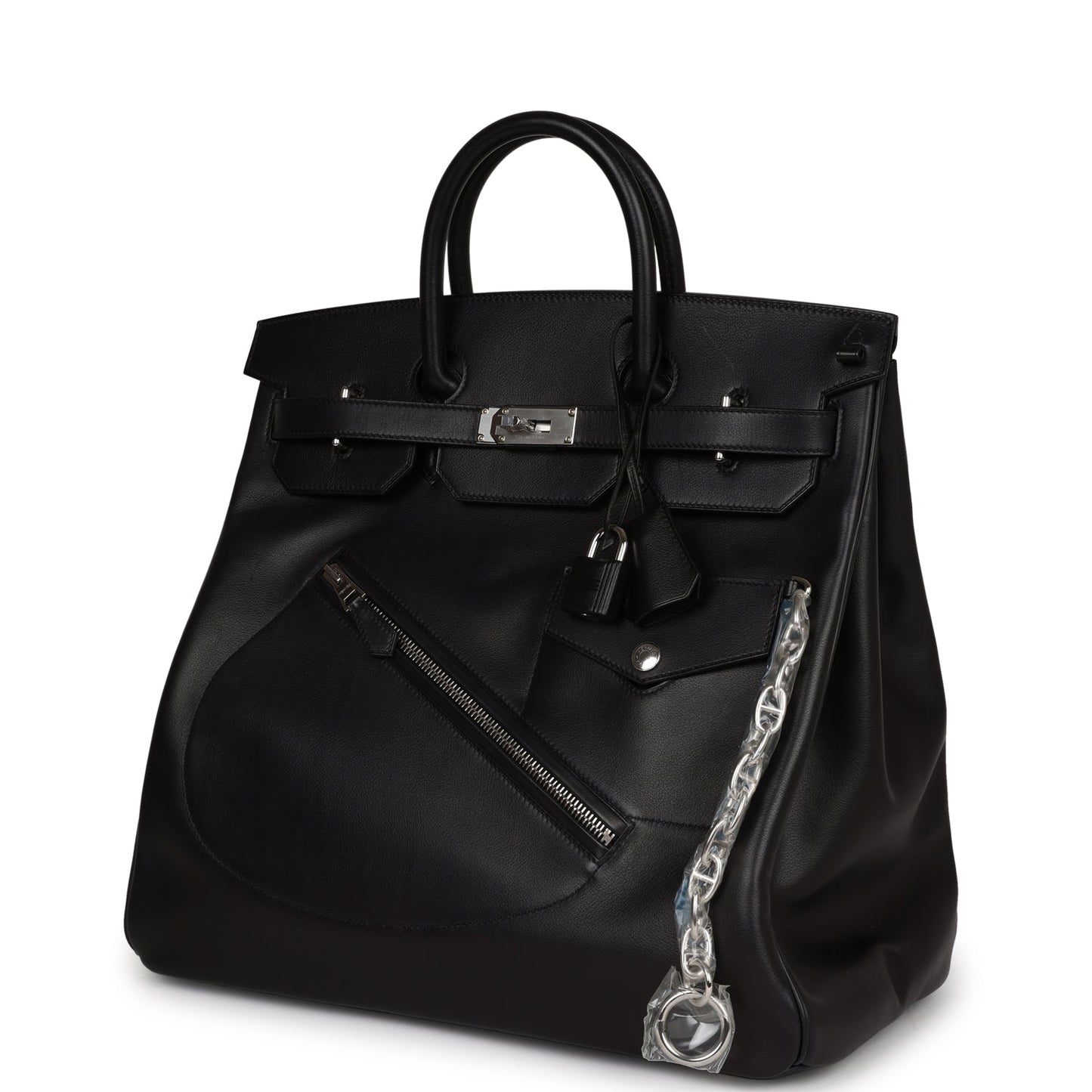 Hermes Birkin Hac Rock Evercolor Palladium Hardware Handbag Black Travel Bag