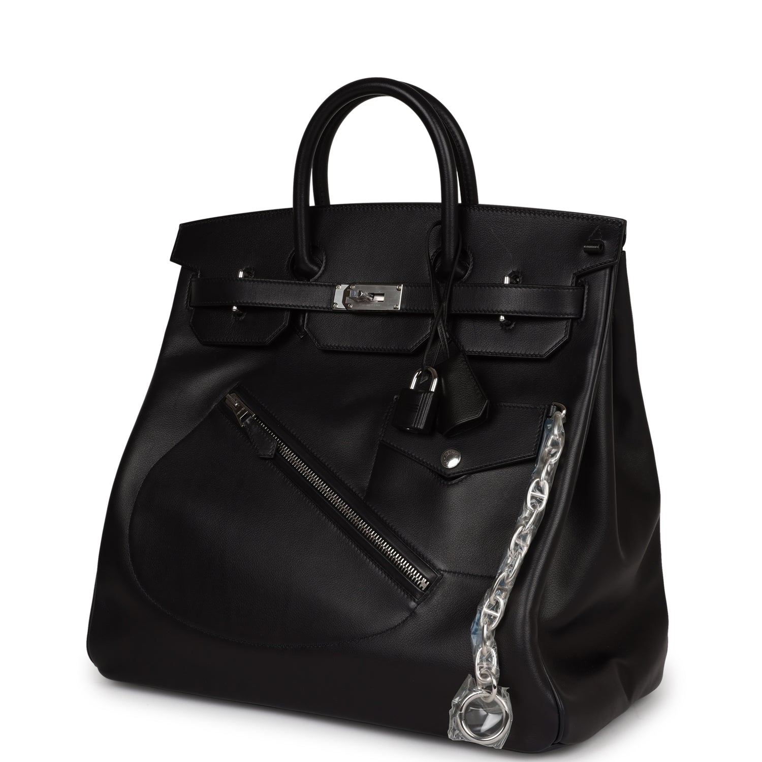 Hermes Birkin Hac Rock Evercolor Palladium Hardware Handbag Black Travel Bag