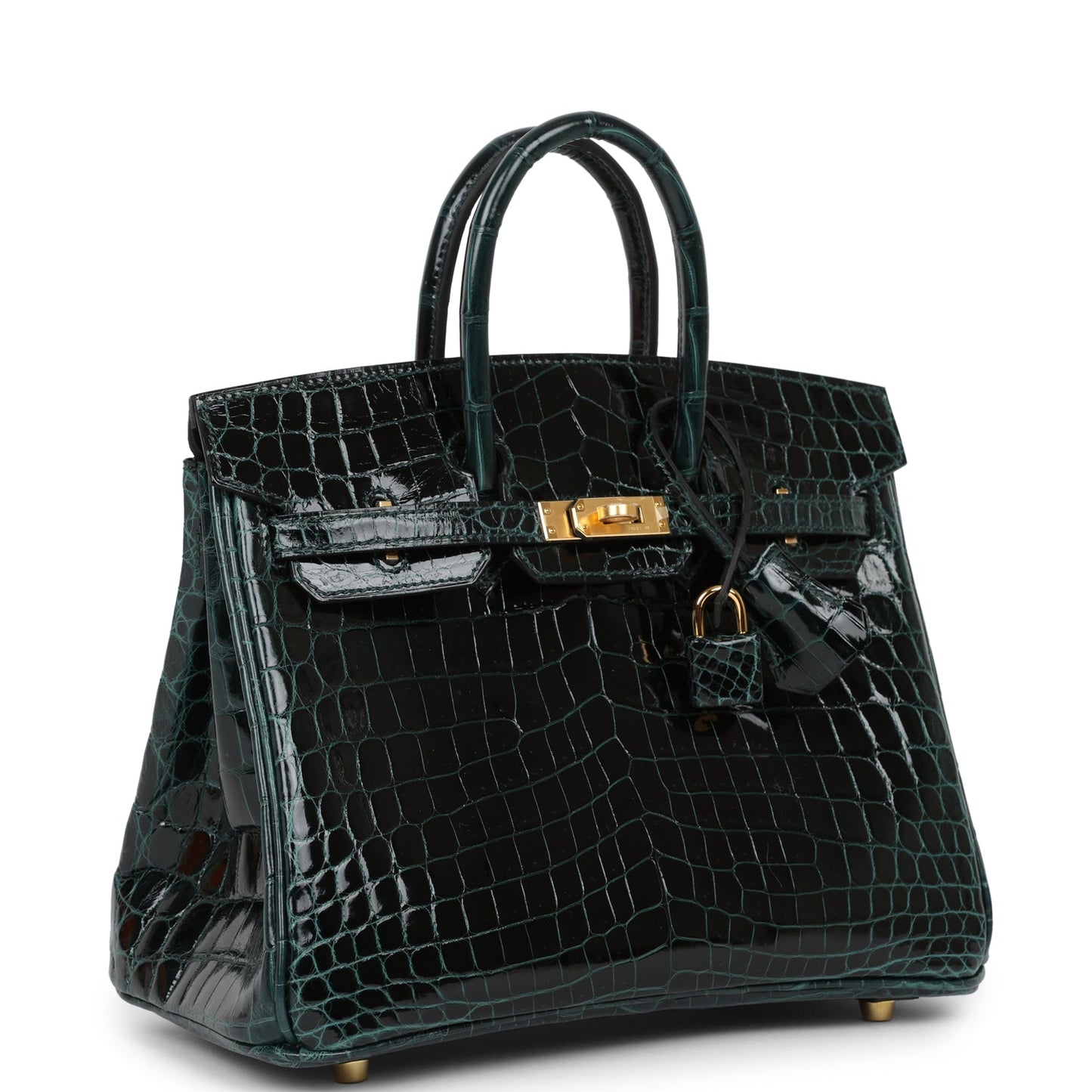 Hermes Birkin Vert Cypress Shiny Niloticus Crocodile Hardware Gold Travel Bag