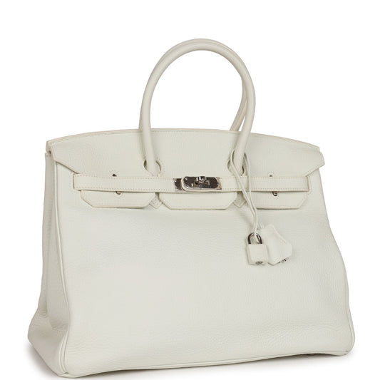 Hermes Birkin Togo Palladium Hardware Handbag White Travel Bag