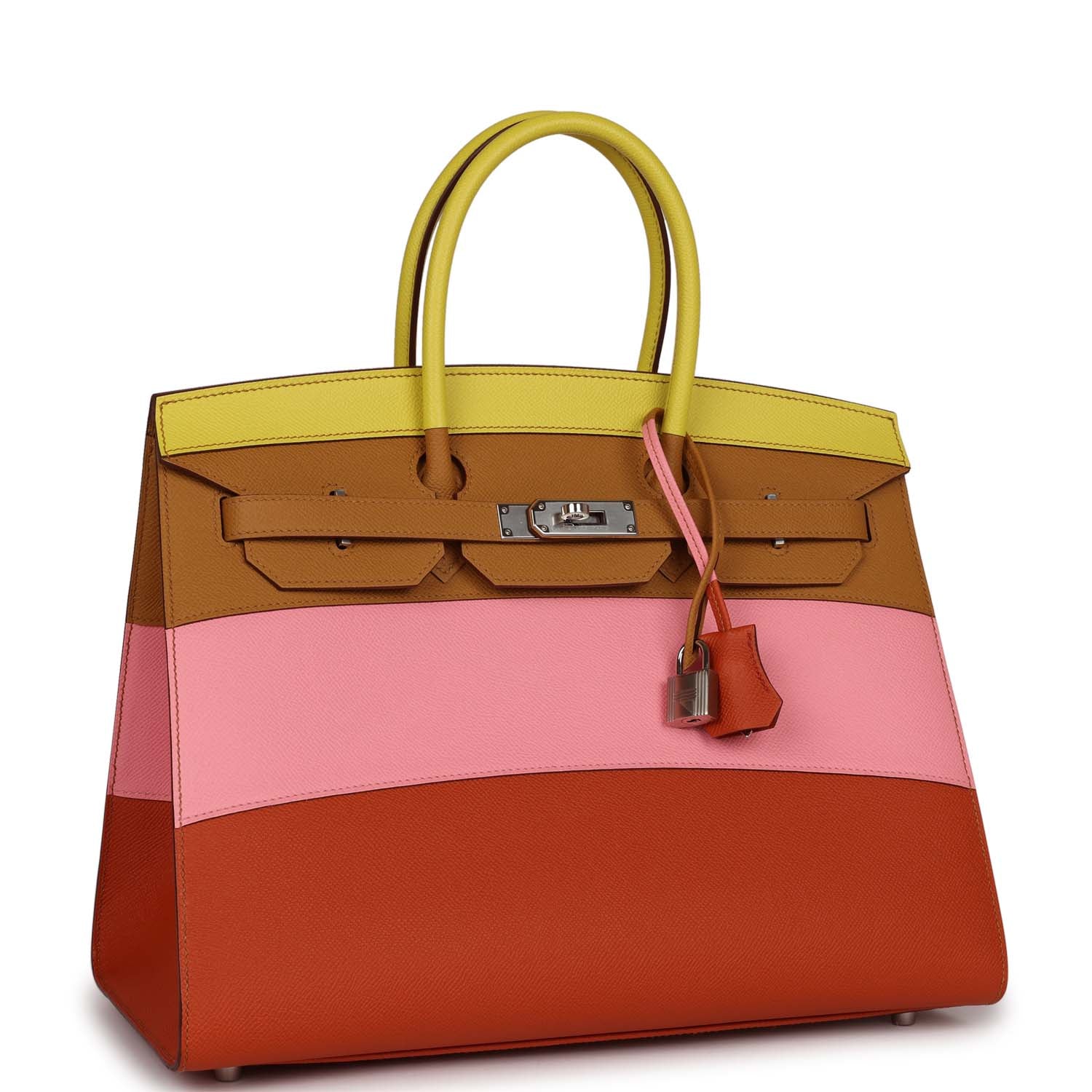 Hermes Birkin Sellier Rainbow Epsom Palladium Hardware Handbag Travel Bag