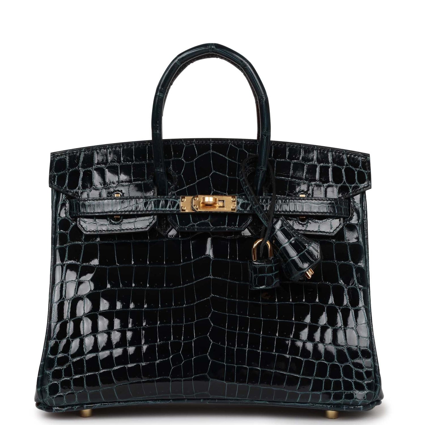 Hermes Birkin Vert Rousseau Shiny Niloticus Crocodile Hardware Gold Travel Bag