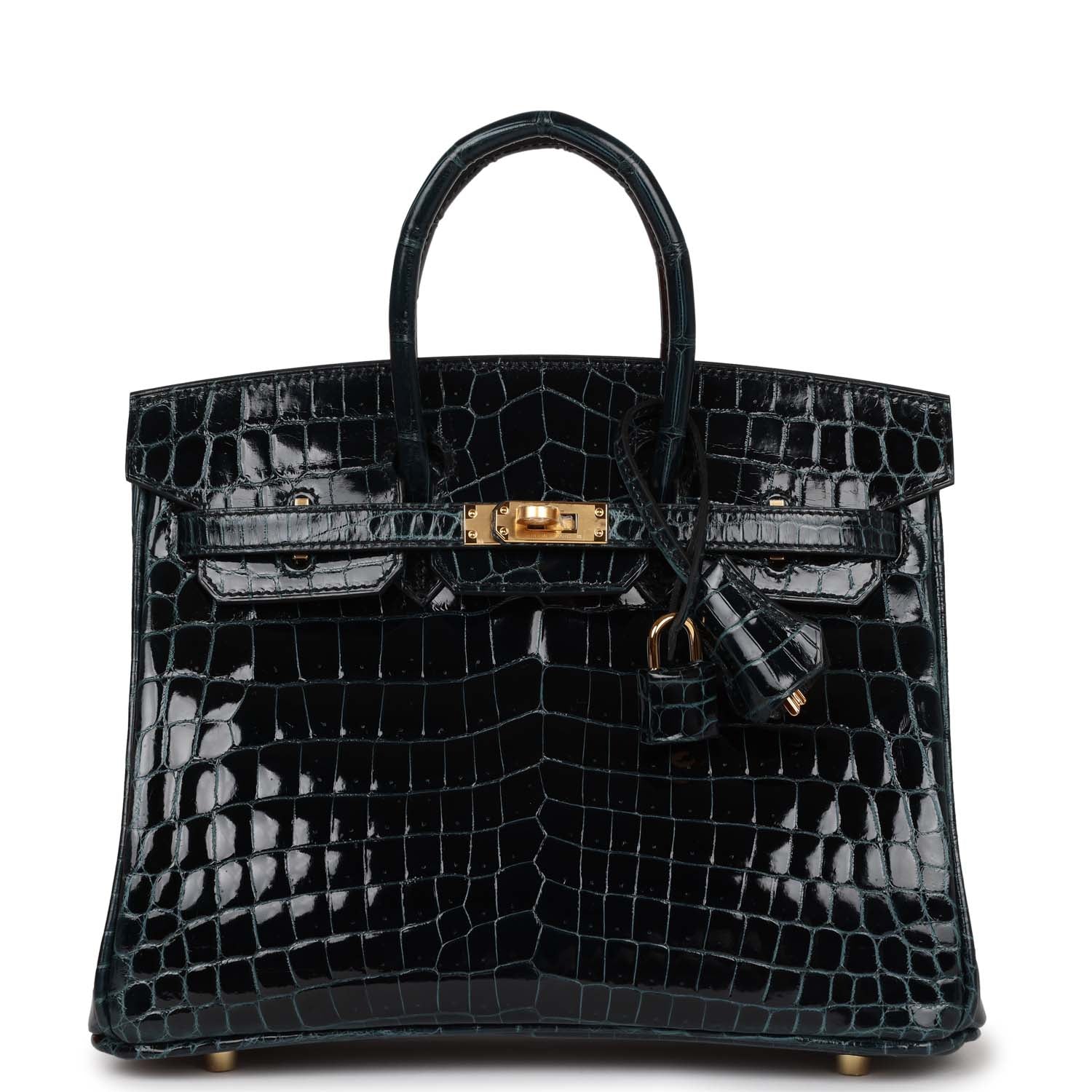 Hermes Birkin Vert Rousseau Shiny Niloticus Crocodile Hardware Gold Travel Bag