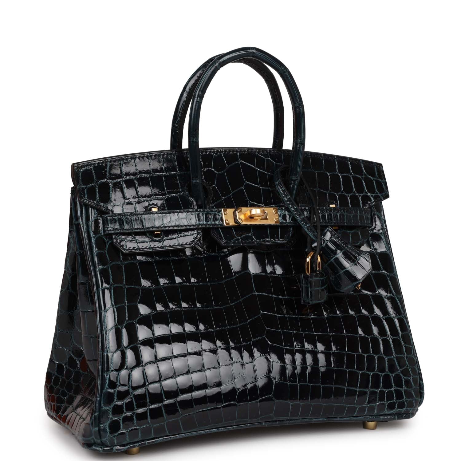 Hermes Birkin Vert Rousseau Shiny Niloticus Crocodile Hardware Gold Travel Bag