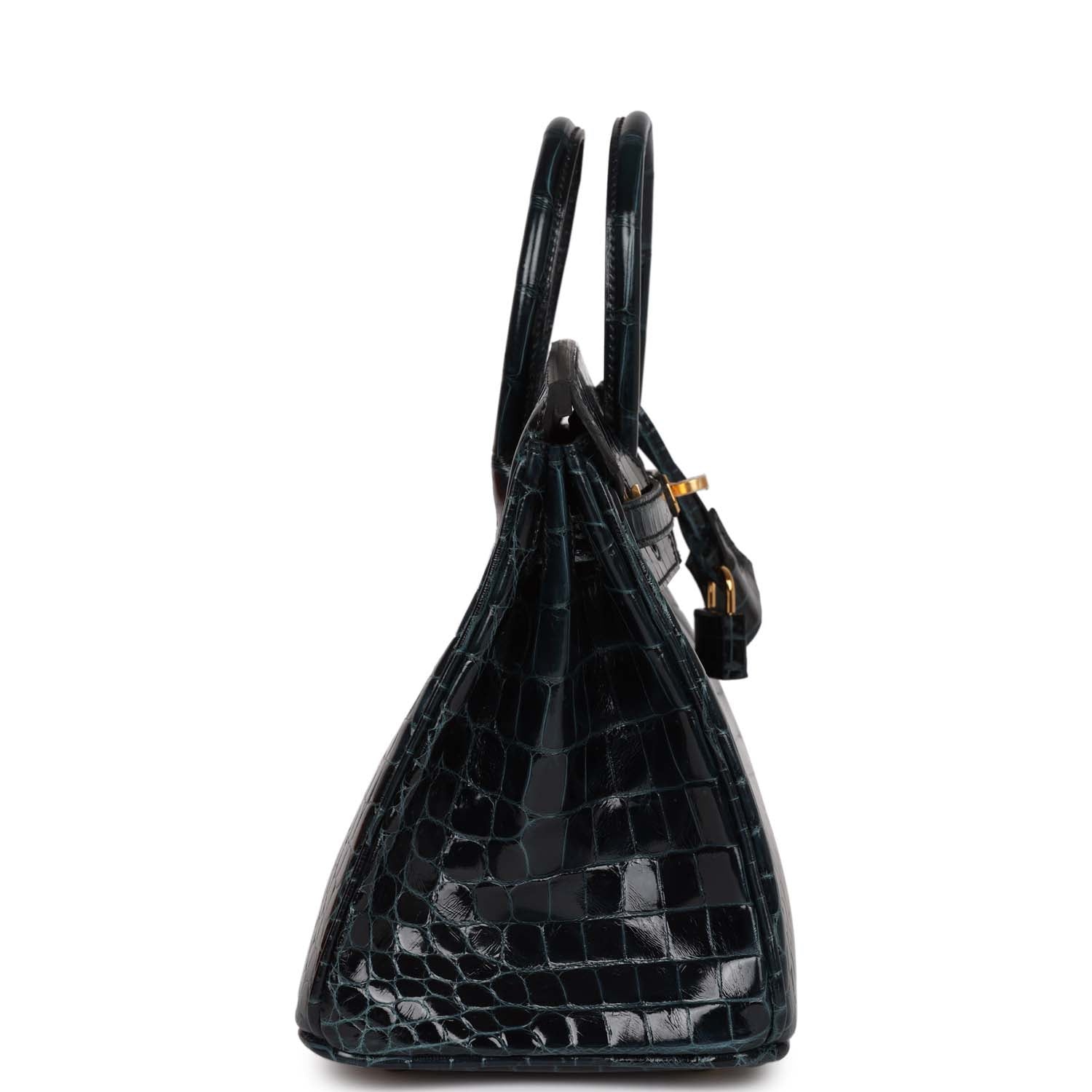 Hermes Birkin Vert Rousseau Shiny Niloticus Crocodile Hardware Gold Travel Bag