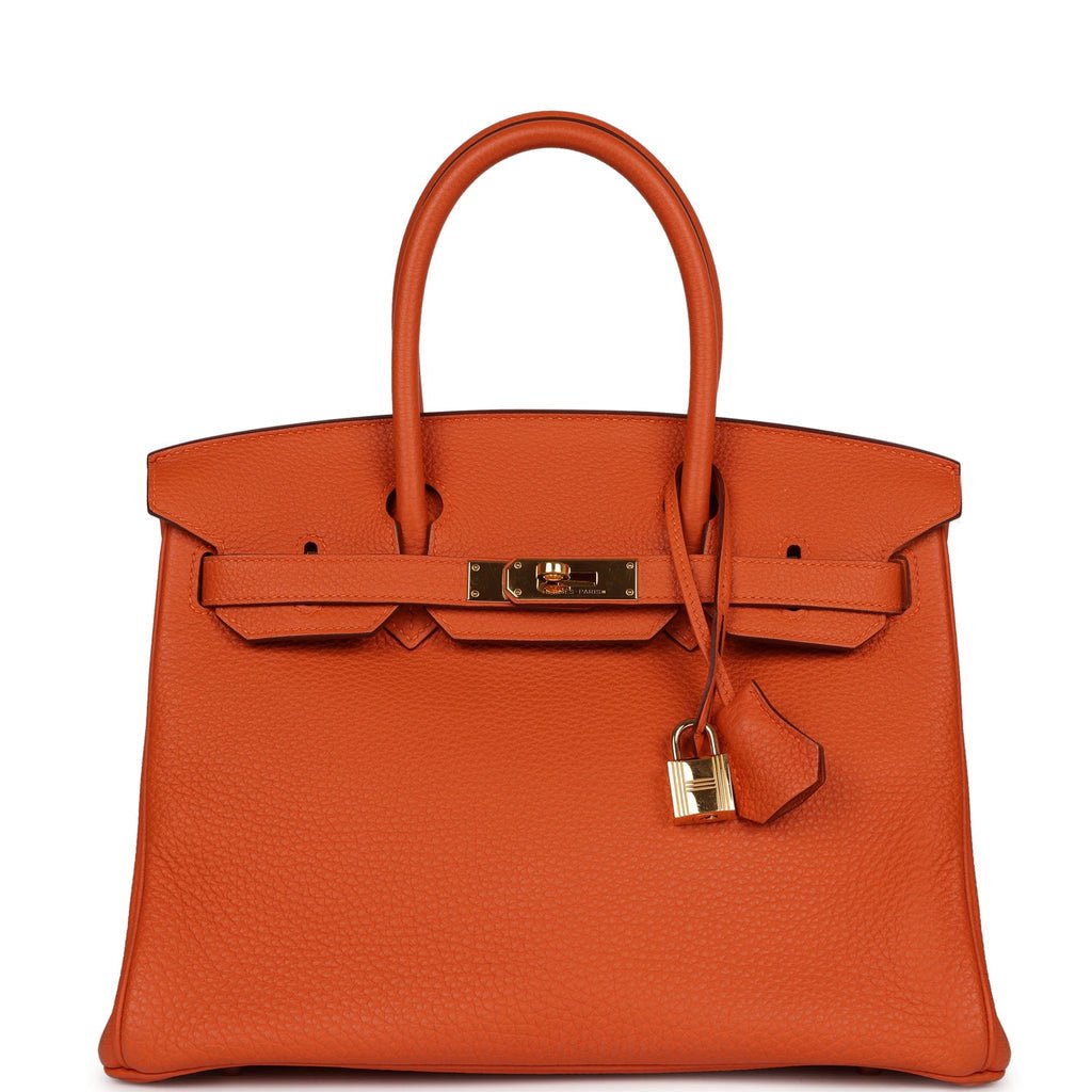 Hermes Birkin Orange Togo Hardware Handbag Gold Travel Bag Gold Hardware