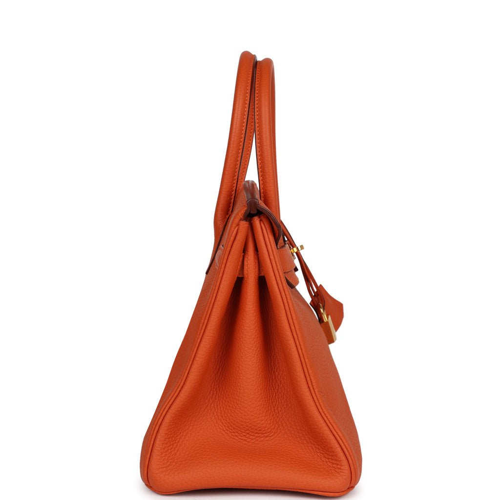 Hermes Birkin Orange Togo Hardware Handbag Gold Travel Bag Gold Hardware