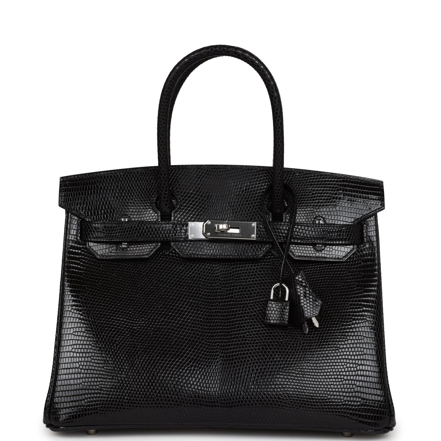 Hermes Birkin Niloticus Lizard Palladium Hardware Handbag Black Travel Bag