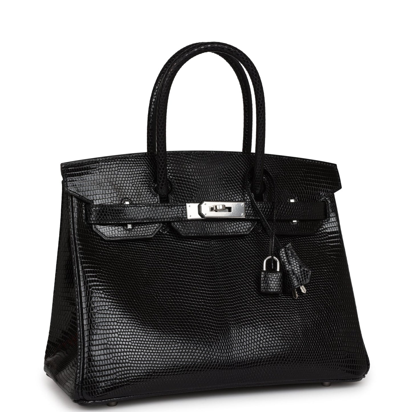 Hermes Birkin Niloticus Lizard Palladium Hardware Handbag Black Travel Bag