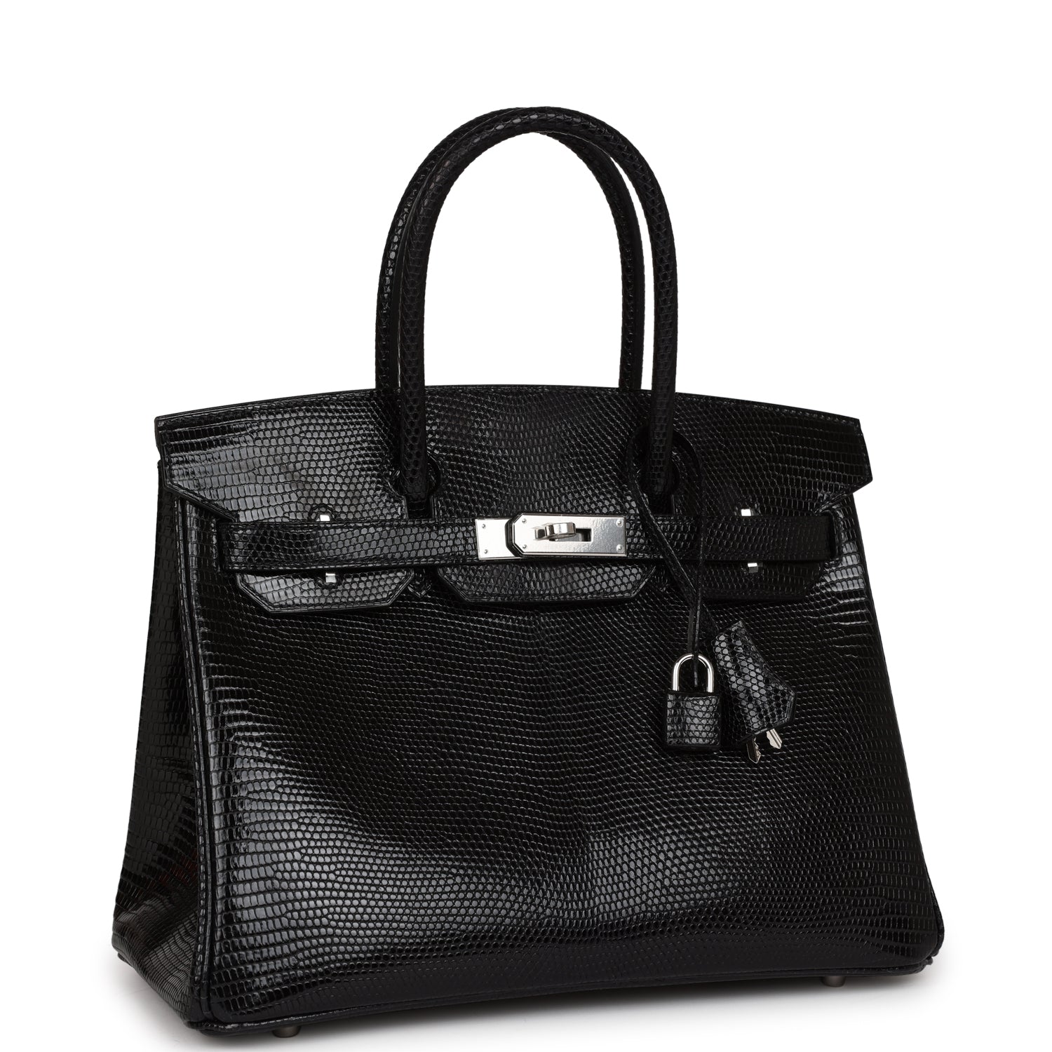 Hermes Birkin Niloticus Lizard Palladium Hardware Handbag Black Travel Bag