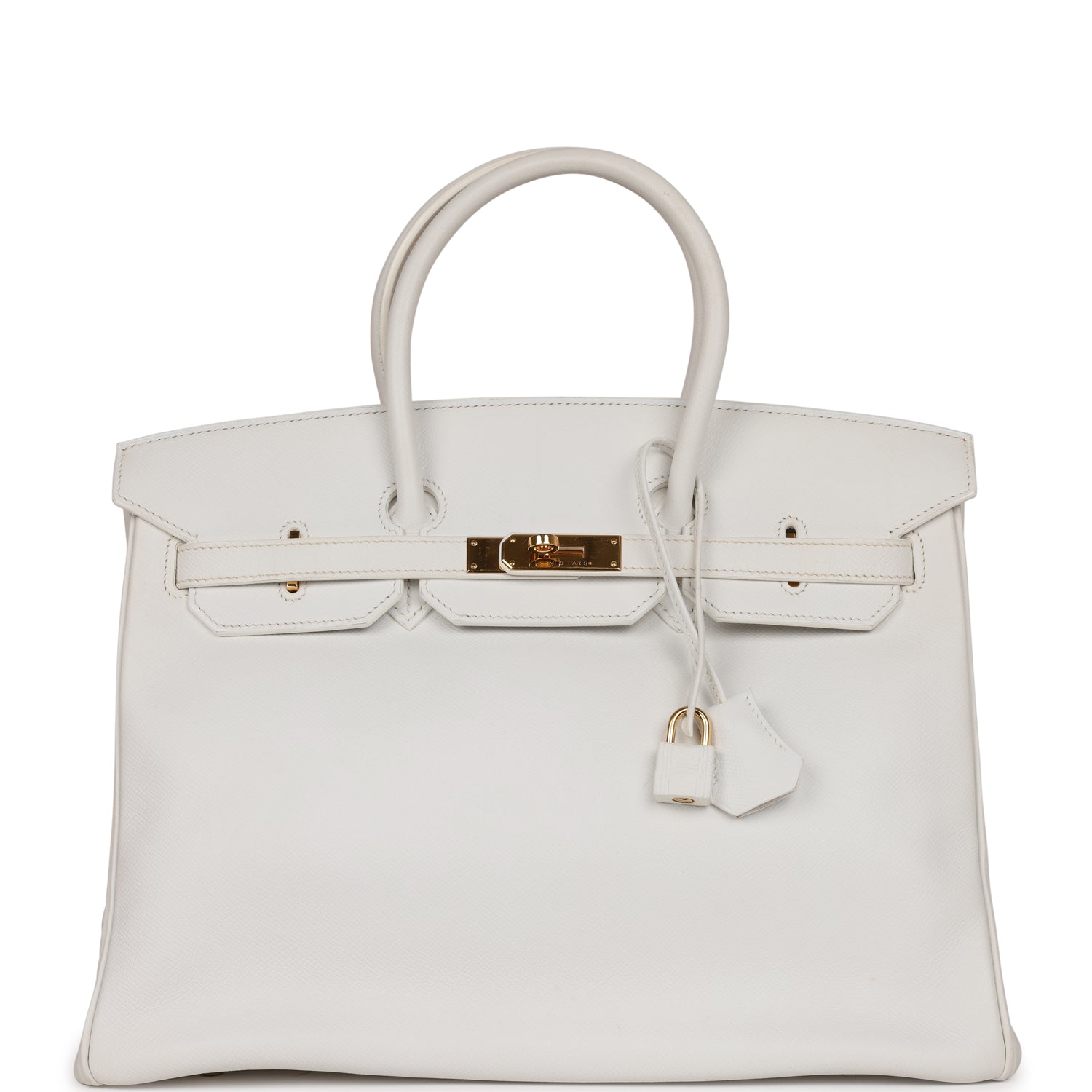 Hermes Birkin Epsom Hardware Handbag White Gold Travel Bag