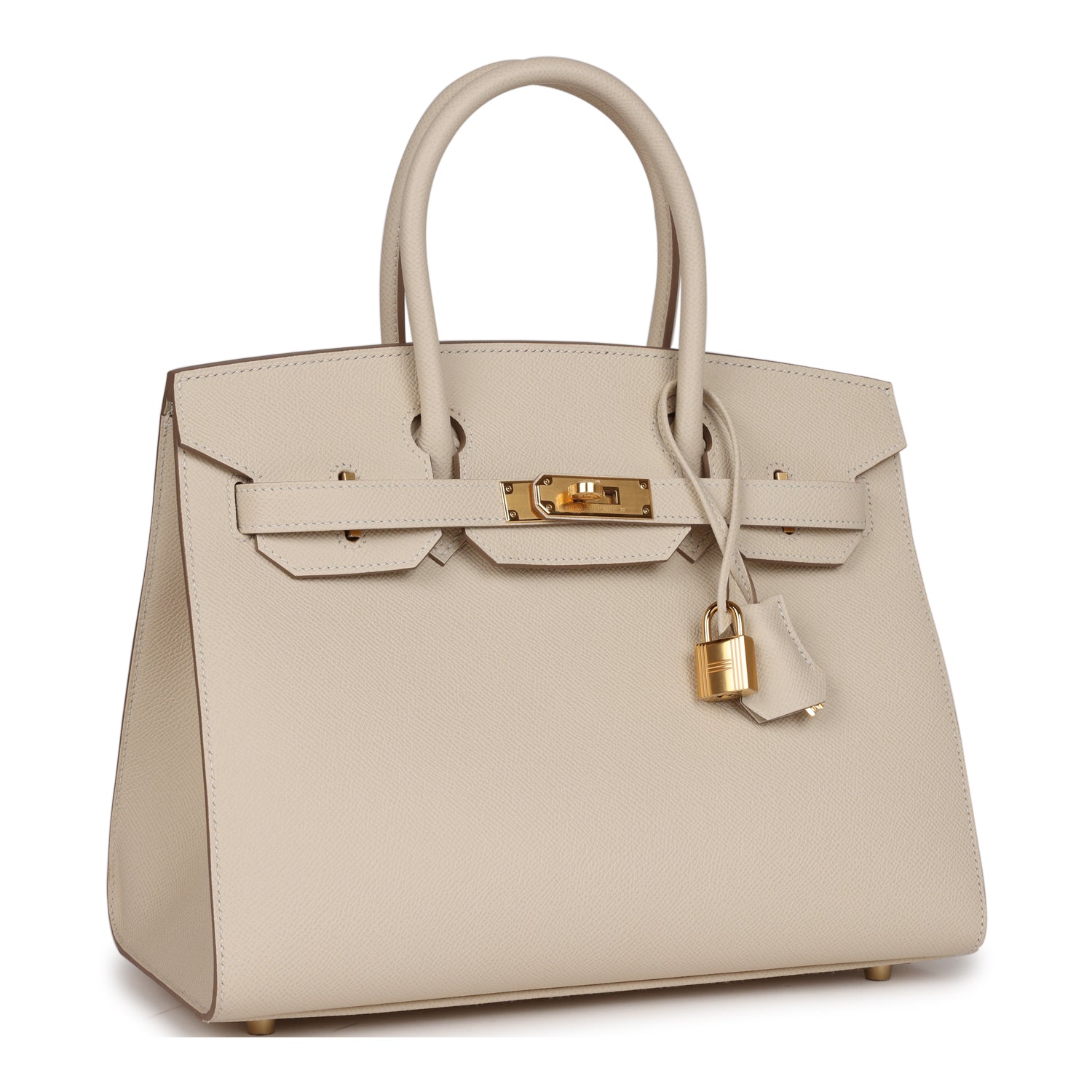 Hermes Birkin Sellier Craie Epsom Hardware Handbag Gold Travel Bag