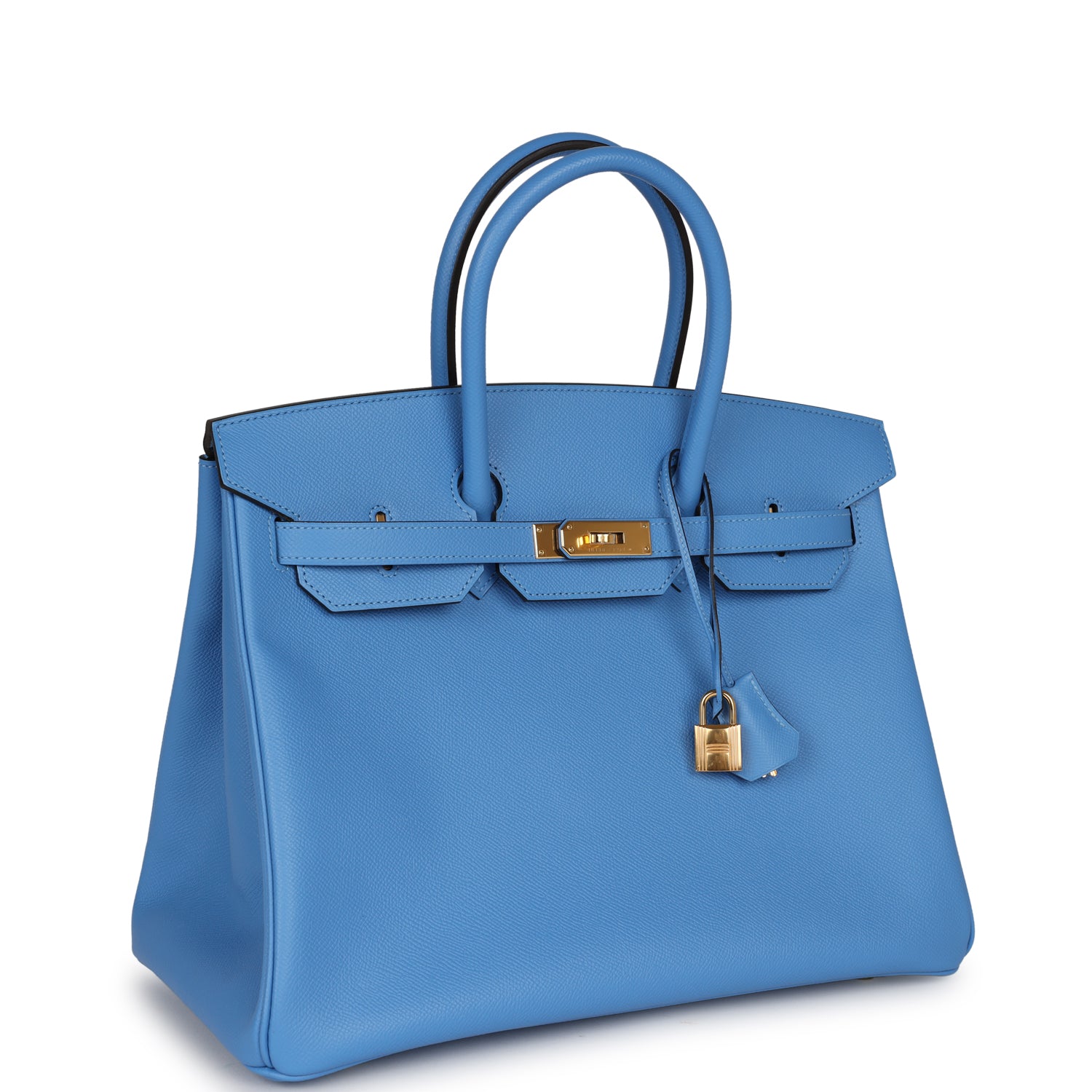 Hermes Birkin Bleu Paradise Epsom Hardware Handbag Gold Travel Bag