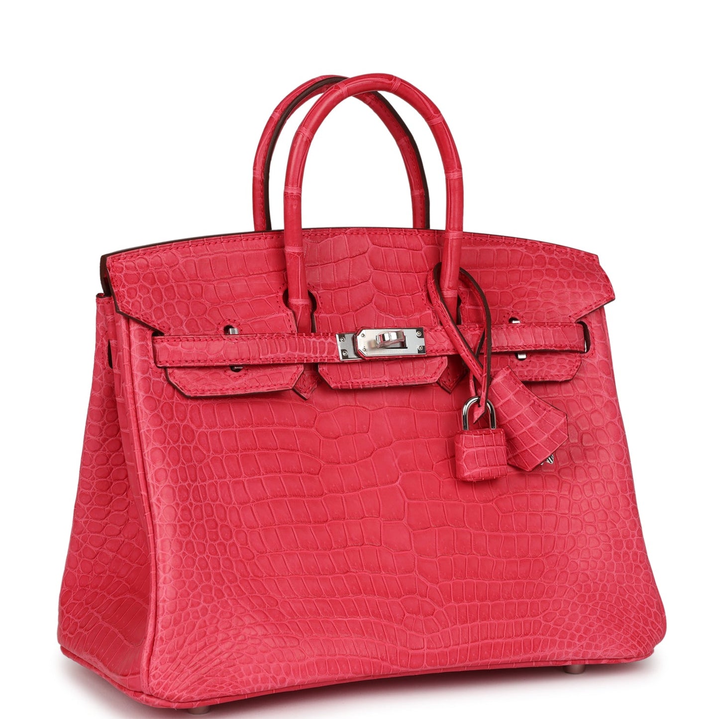 Hermes Birkin Rose Extreme Matte Porosus Crocodile Palladium Hardware Travel Bag