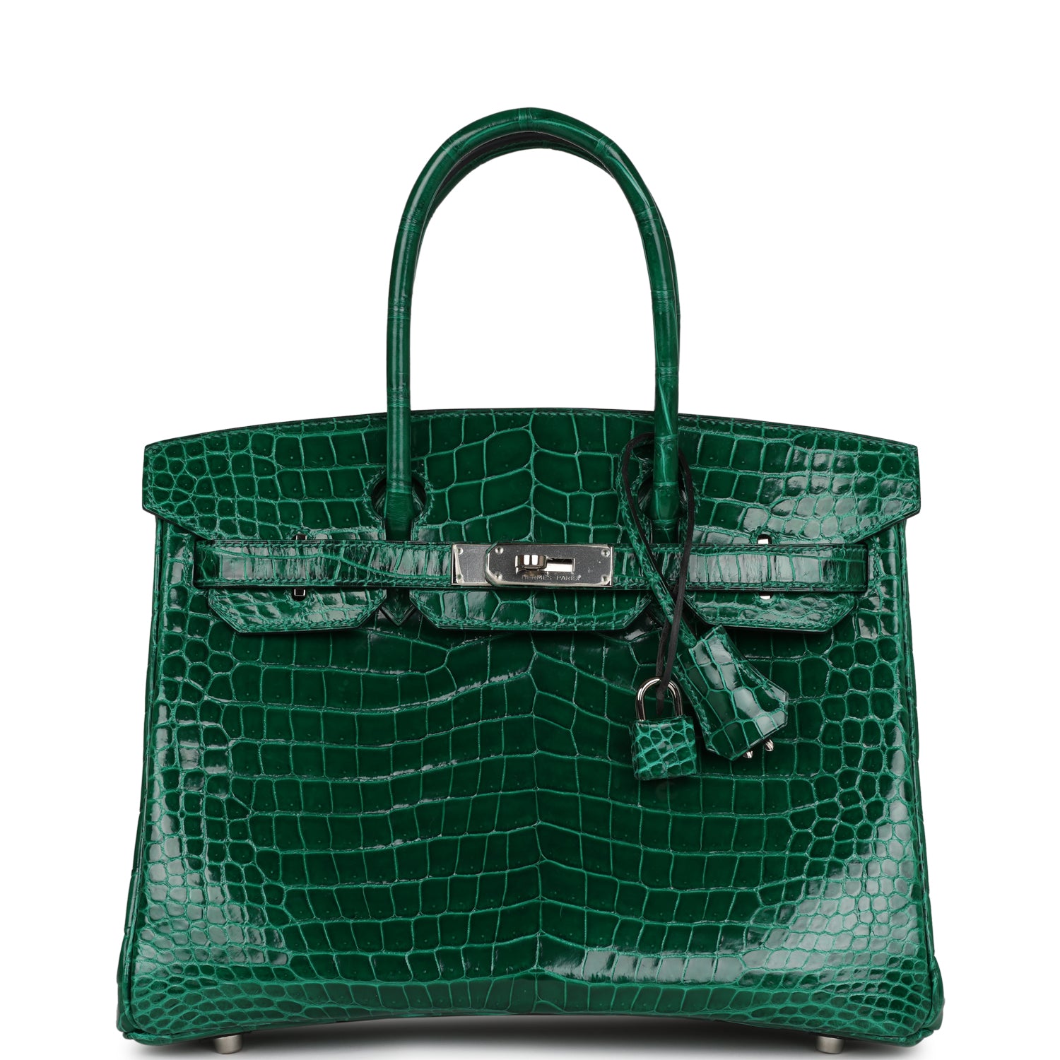 Hermes Birkin Emerald Shiny Niloticus Crocodile Palladium Hardware Handbag Travel Bag