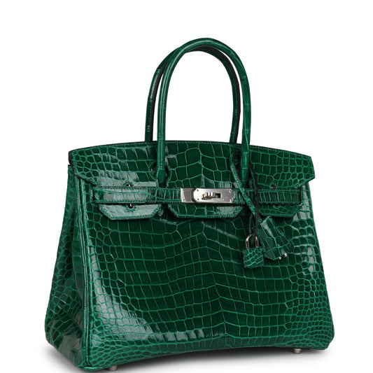 Hermes Top Quality Luxury Birkin Emerald Shiny Niloticus Travel Bag