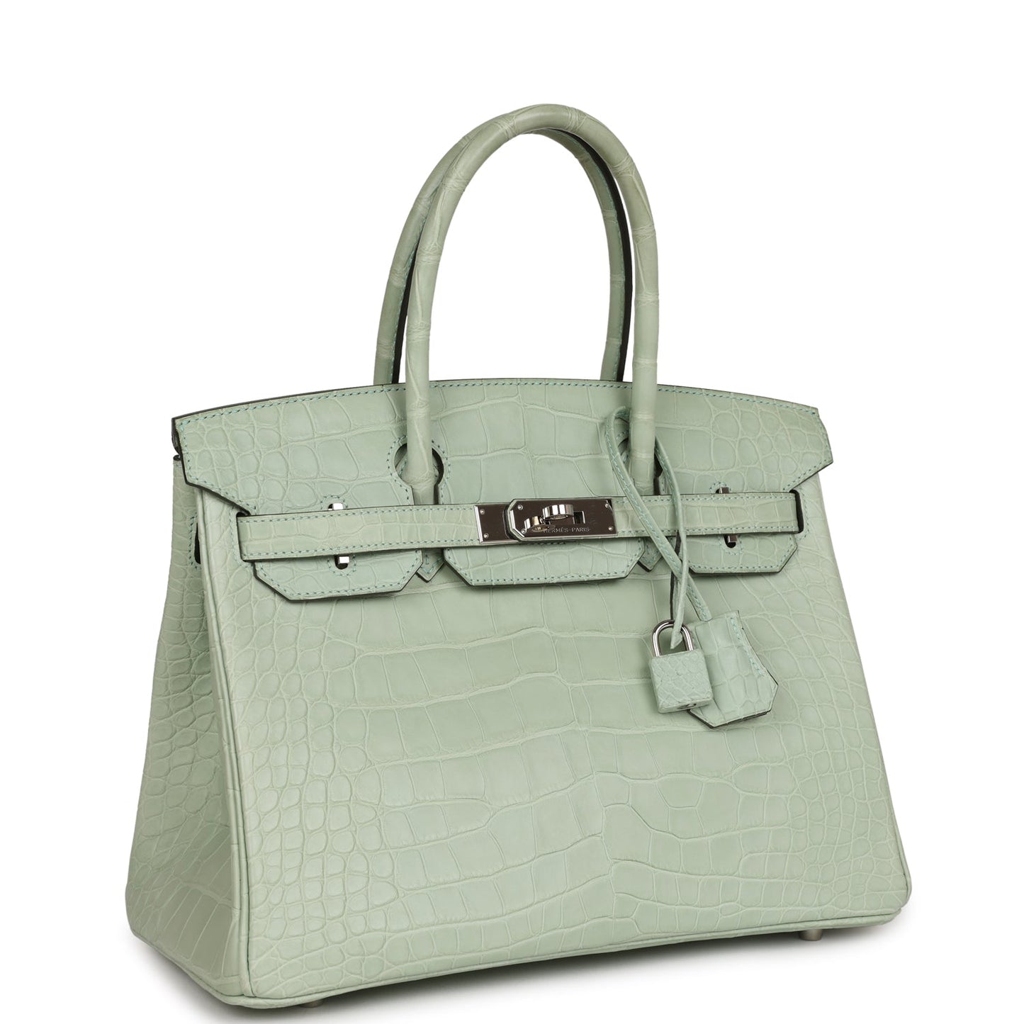 Hermes Top Quality Luxury Birkin Vert D'Eau Matte Travel Bag