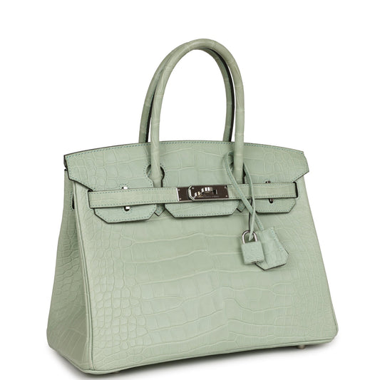 Hermes Top Quality Luxury Birkin Vert D'Eau Matte Travel Bag