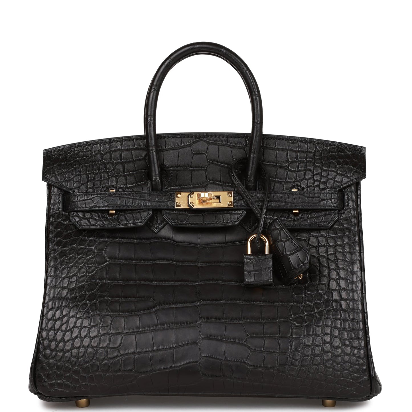 Hermes Birkin Matte Alligator Hardware Handbag Black Gold Travel Bag Hardware 1