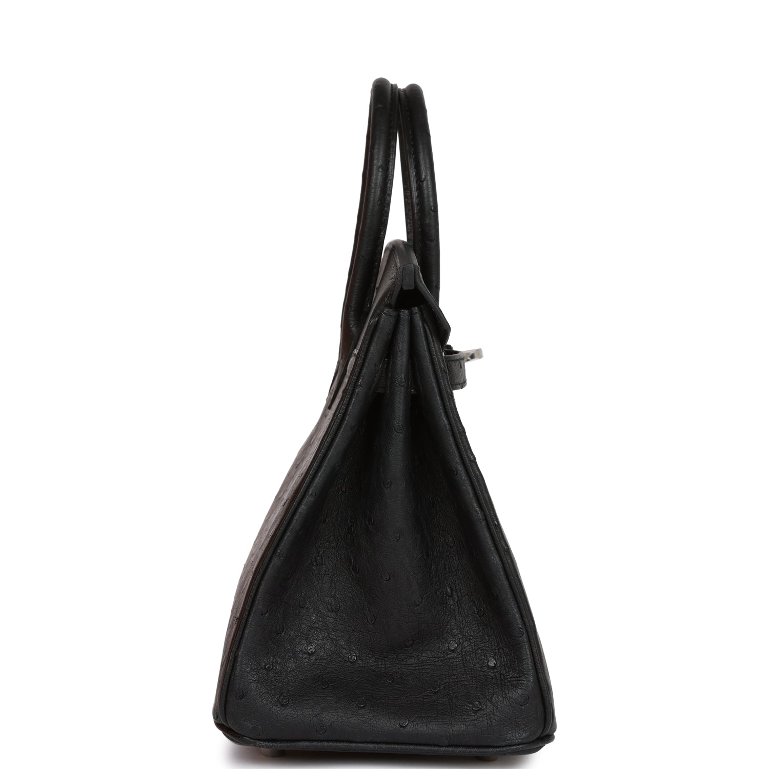 Hermes Birkin Ostrich Palladium Hardware Handbag Black Travel Bag