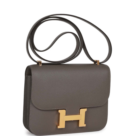 Hermes Constance Gris Meyer Epsom Hardware Handbag Gold Travel Bag